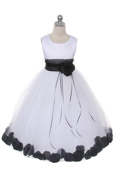 Satin Flower Petal Girl Plus Size Dress (Ivory Dress)