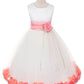 Satin Flower Petal Girl Plus Size Dress (Ivory Dress)