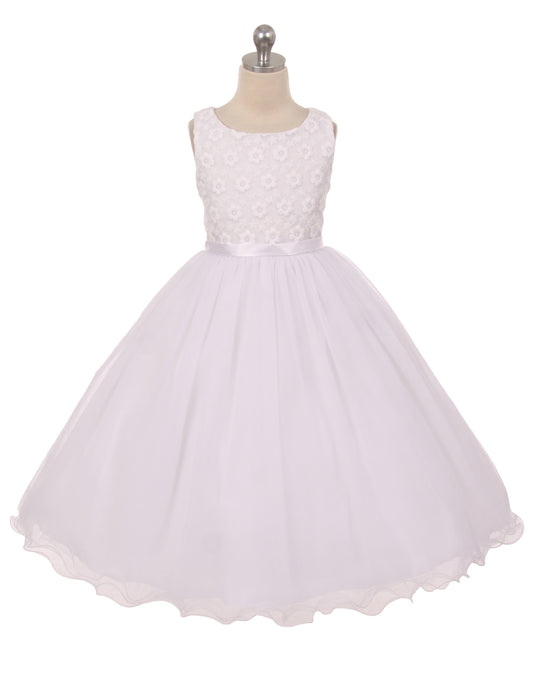 Ivory Flower Embroidered Top/ Tulle Skirt (Ankle Length)