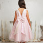 Pink Iridescent Sequin V Back Bow Plus Size Girl Dress