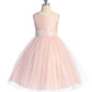 Pink Iridescent Sequin Back V Bow Dress