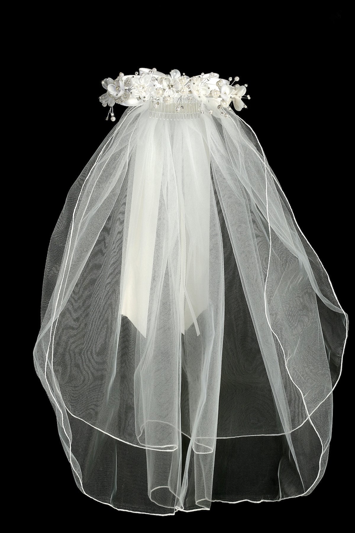 Accessories - White Flower Pearl Crown Veil