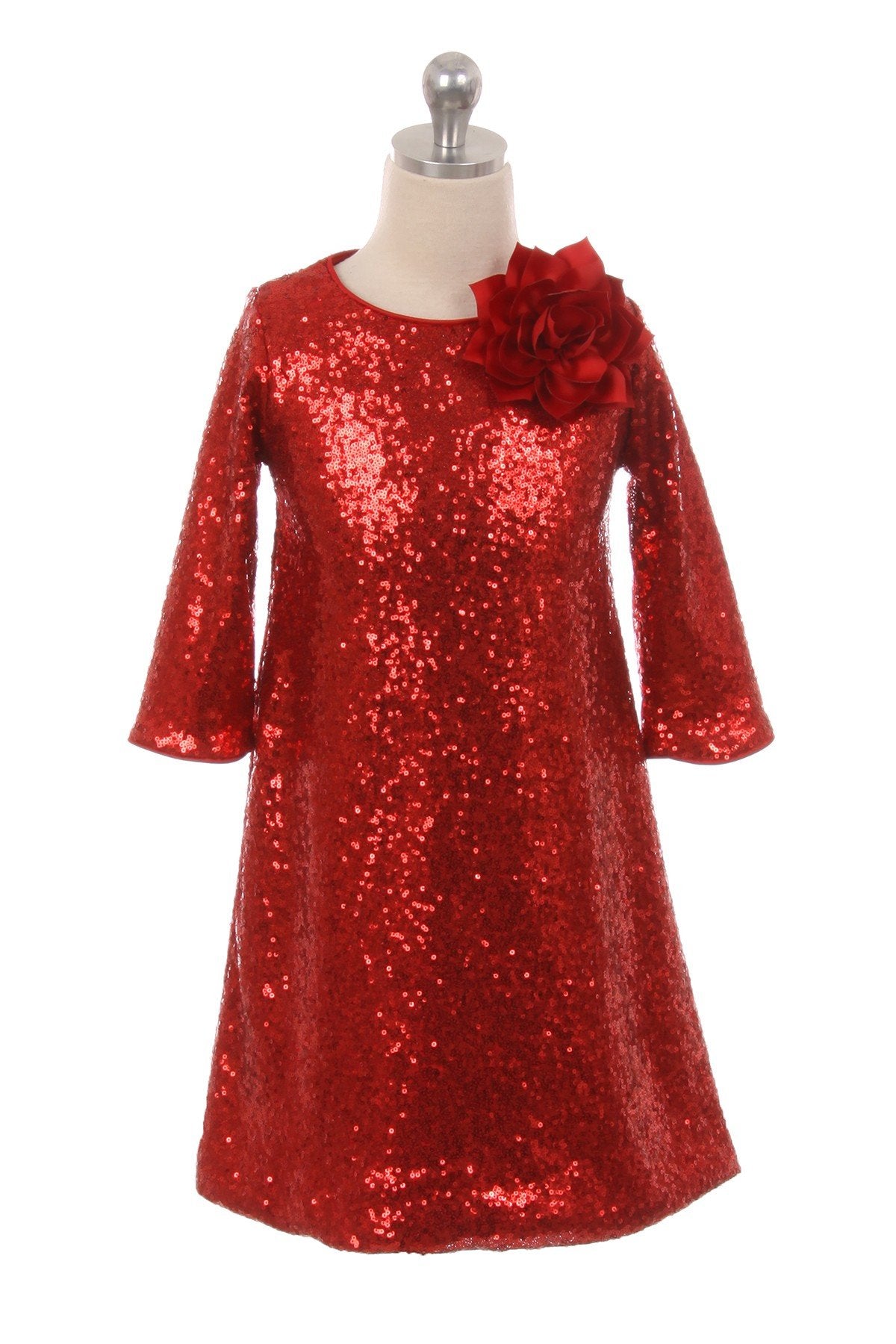 Dress - 3/4 Sleeve Sequin Girl Dress
