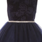 Embossed Floral Velvet Tulle Plus Size Girl Dress