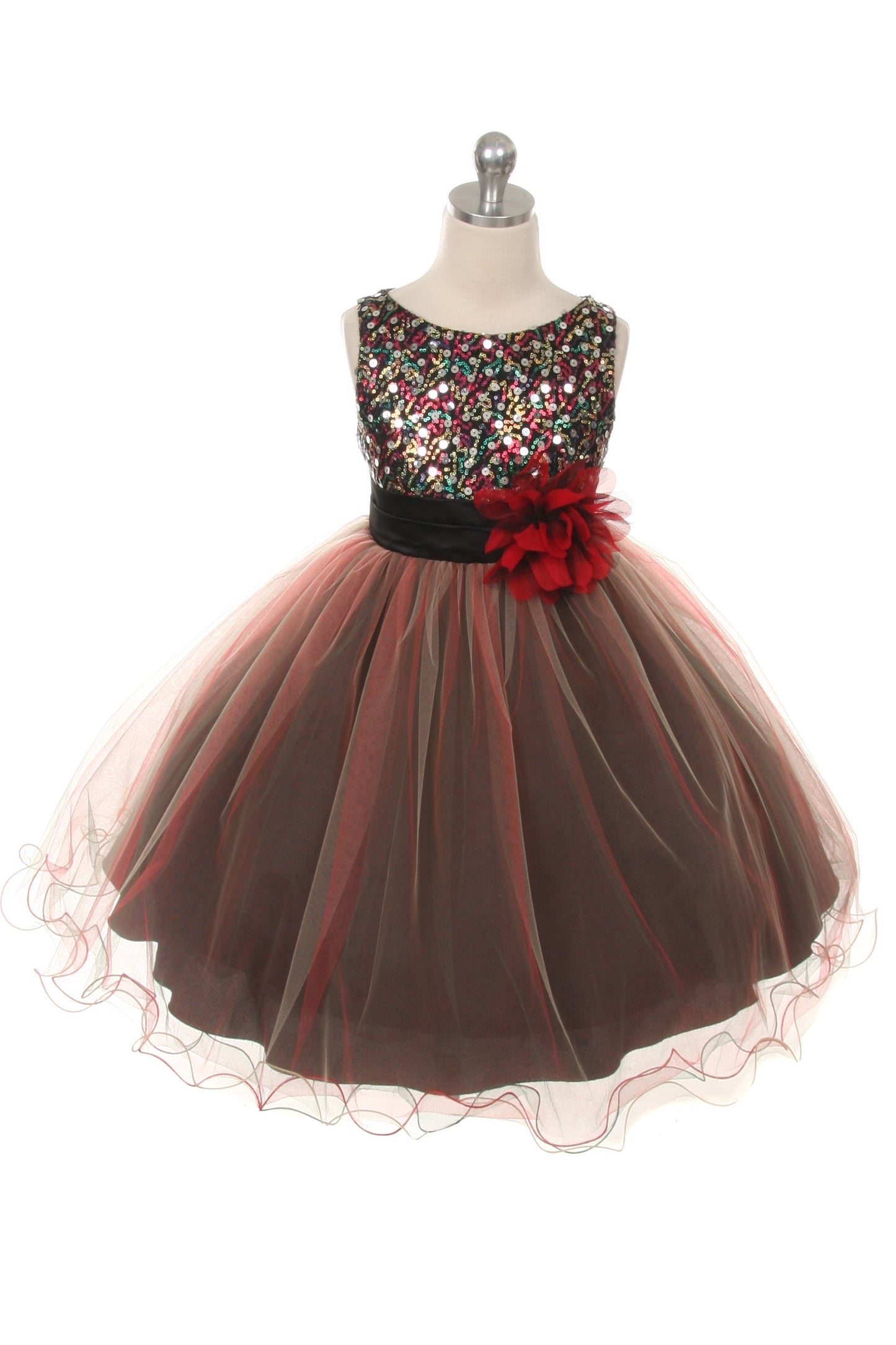 Dress - Multi-Sequin Trio Color Tulle Dress