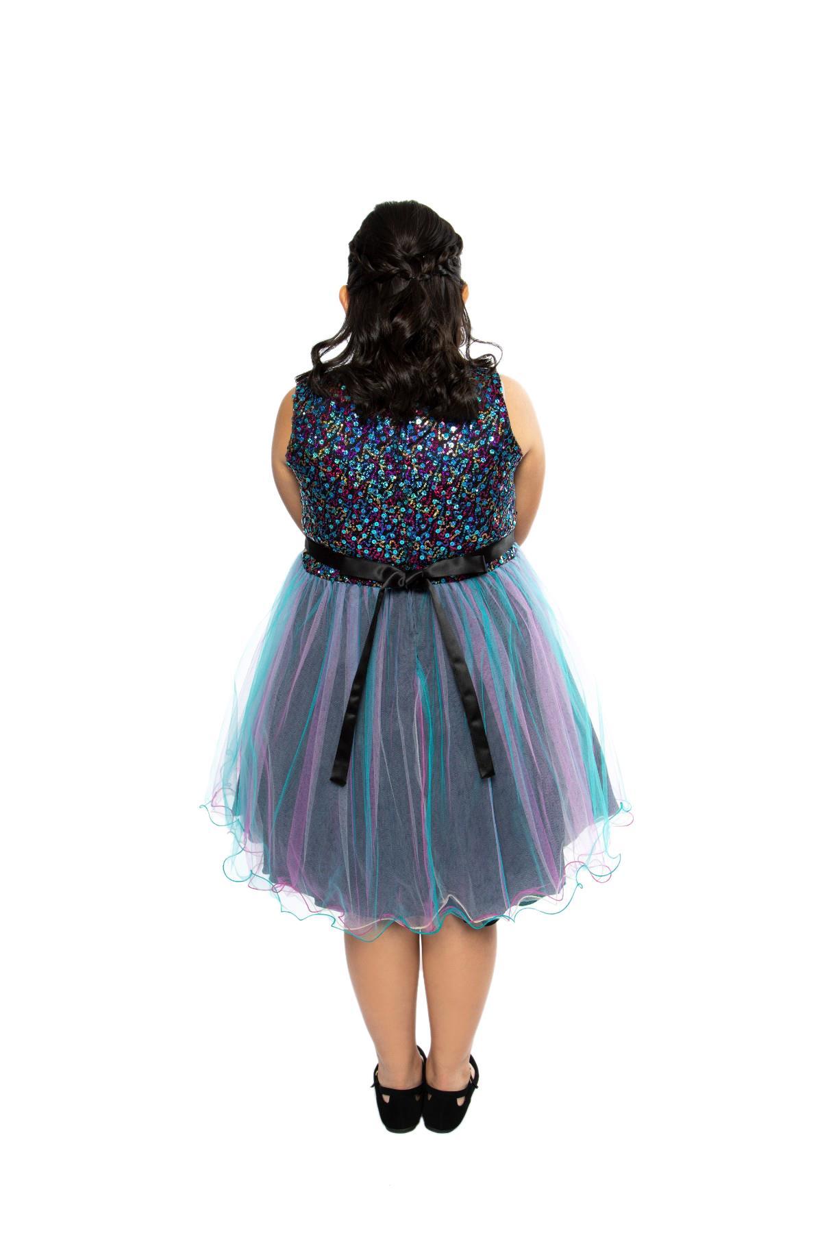 Dress - Multi-Sequin Trio Color Tulle Plus Size Girl Dress