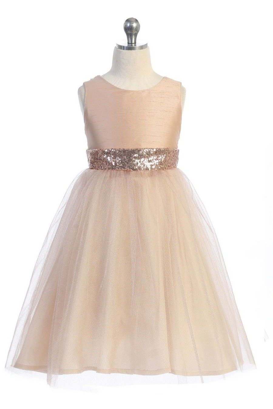 Dress - Rose Gold Sequin Back V Dress