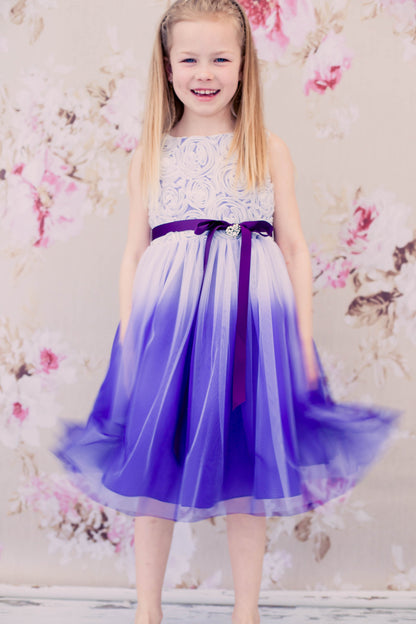 Dress - Rosette Bodice Ombre Girl Dress