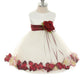 Dress - Satin Flower Petal Baby Dress With Organza Sash (Ivory Dress)