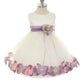 Dress - Satin Flower Petal Baby Dress With Organza Sash (Ivory Dress)