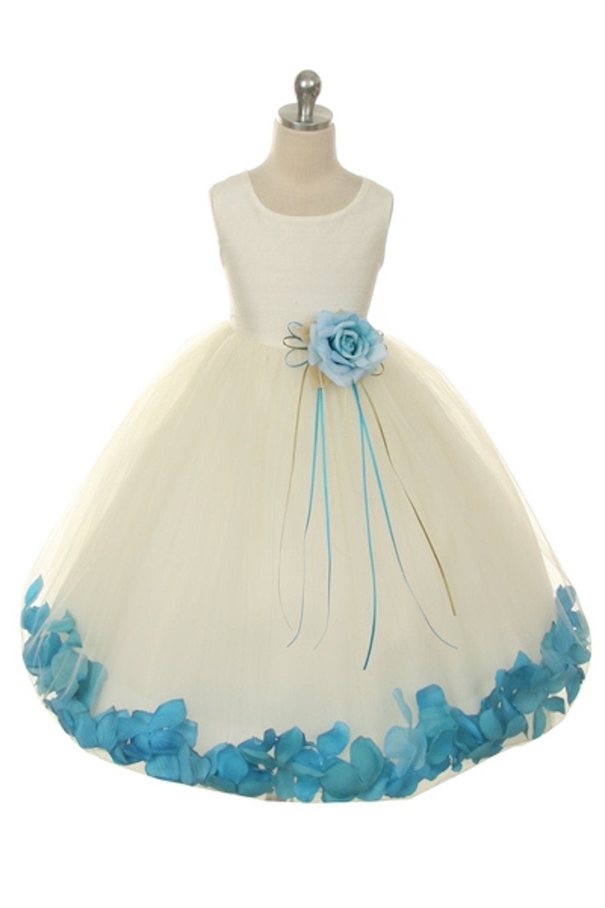 Dress - Satin Flower Petal Girl Dress (Ivory Dress)