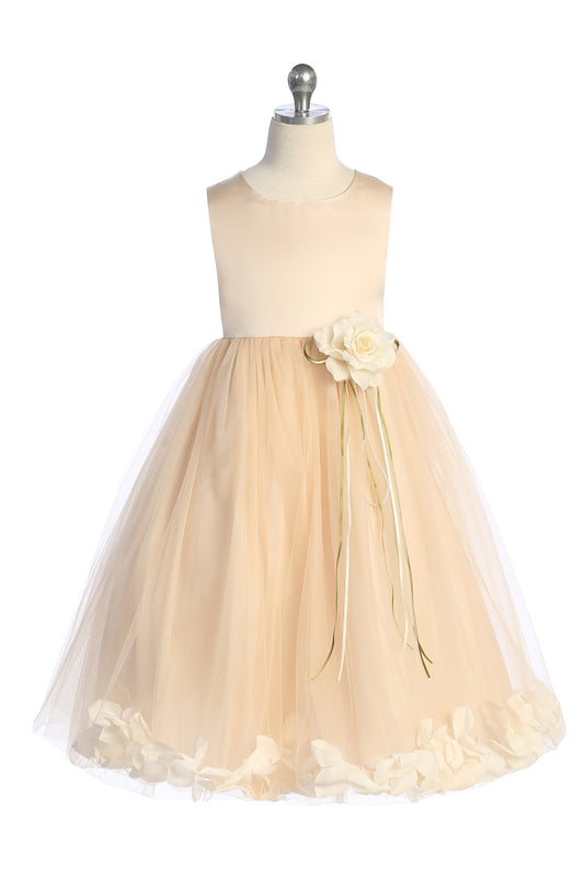 Satin Flower Petal Plus Size Dress (Blush Dress)